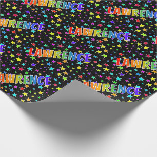 Papier Cadeau Prénom arc-en-ciel "LAWRENCE" + Étoiles
