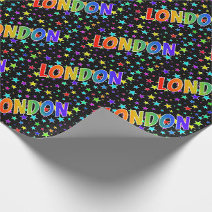 Papier Cadeau Prénom arc-en-ciel "LONDRES" + Étoiles