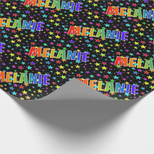 Papier Cadeau Prénom arc-en-ciel "MELANIE" + Étoiles