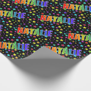 Papier Cadeau Prénom Arc-en-ciel "NATALIE" + Étoiles