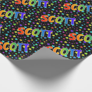 Papier Cadeau Prénom arc-en-ciel "SCOTT" + Stars