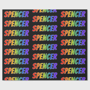 Papier Cadeau Prénom arc-en-ciel "SPENCER"; Amusant et coloré