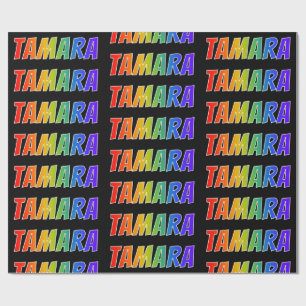 Papier Cadeau Prénom arc-en-ciel "TAMARA"; Amusant et coloré