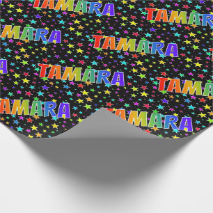 Papier Cadeau Prénom arc-en-ciel "TAMARA" + Étoiles