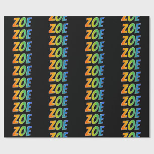 Papier Cadeau Prénom arc-en-ciel "ZOE"; Amusant et coloré