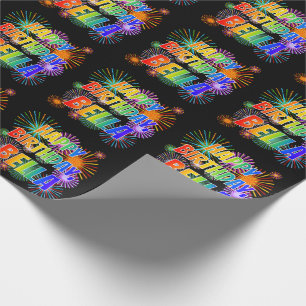 Papier Cadeau Prénom "BELLA", Amusant "HEUREUX ANNIVERSAIRE"