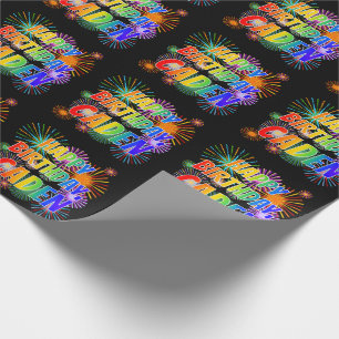 Papier Cadeau Prénom "CADEN", Amusant "HEUREUX ANNIVERSAIRE"