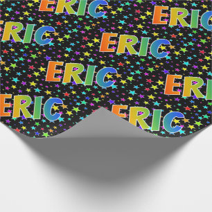 Papier Cadeau Prénom "ÉRIC" d'arc-en-ciel + Étoiles