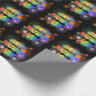 Papier Cadeau Prénom "JON", Amusant "HEUREUX ANNIVERSAIRE"