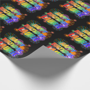 Papier Cadeau Prénom "LAURIE", Amusant "HEUREUX ANNIVERSAIRE"