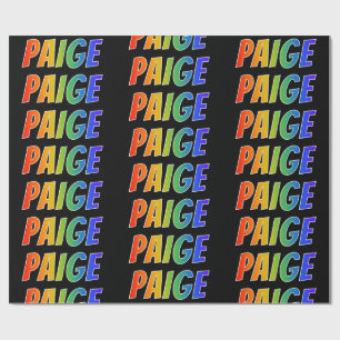 Papier Cadeau Prénom "PAIGE" d'arc-en-ciel ; Amusement et coloré