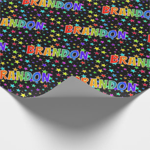 Papier Cadeau Prénom Rainbow "BRANDON" + Stars