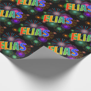 Papier Cadeau Prénom Rainbow "ELIAS" + Fireworks