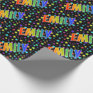 Papier Cadeau Prénom Rainbow "EMILY" + Stars