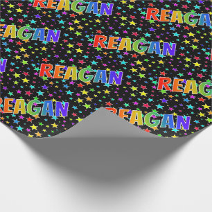 Papier Cadeau Prénom Rainbow "REAGAN" + Stars