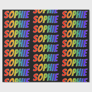 Papier Cadeau Prénom "SOPHIE" d'arc-en-ciel ; Amusement et