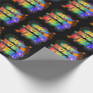 Papier Cadeau Prénom "VIVIAN", amusant "HEUREUX ANNIVERSAIRE"