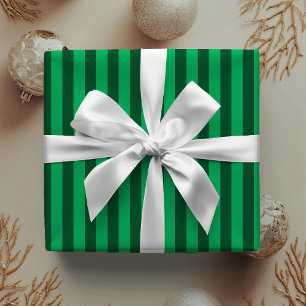 Papier Cadeau Préparatifs Bandes Vert Émeraude Noël Classique