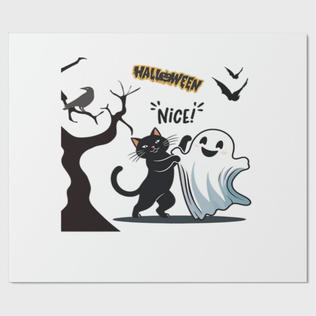Papier Cadeau Préparez-vous à une fête d'Halloween Nice spectacu (Plat)
