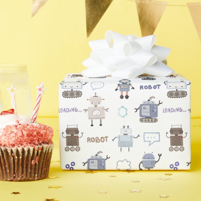 Papier Cadeau Préparez-vous pour un anniversaire de robot drôle  (Fête d'anniversaire)