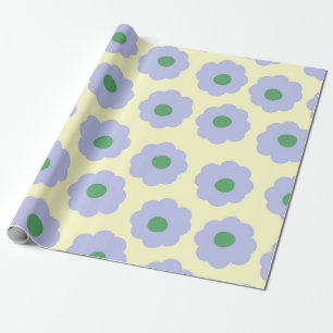 Papier Cadeau Preppy Blue Green mignonne Hippie Flower Motif
