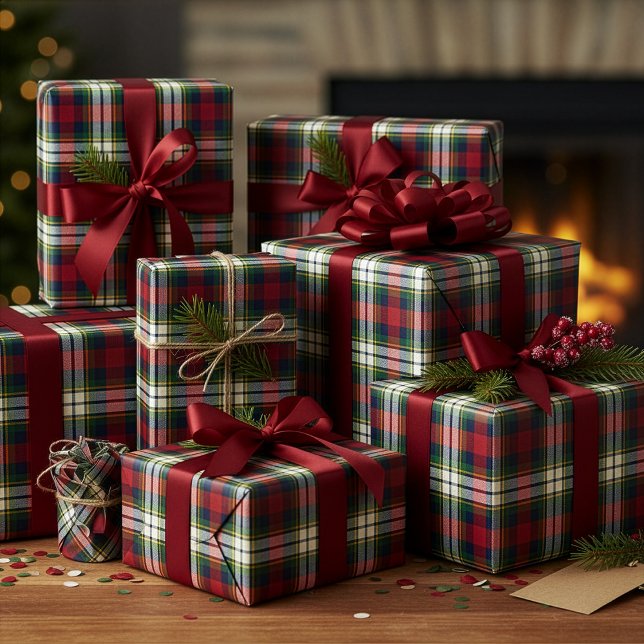 Papier Cadeau Preppy Christmas Plaid Wrapping Paper (Créateur téléchargé)