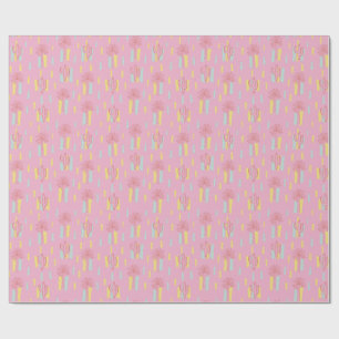Papier Cadeau Preppy Coquette Retro Palm Trees & Cactus Motif