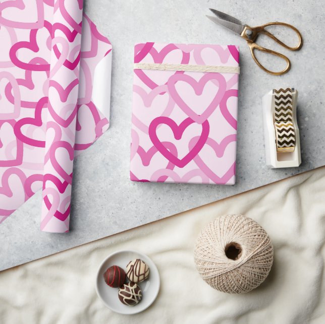 Papier Cadeau Preppy Hearts Pink (Artisanat)