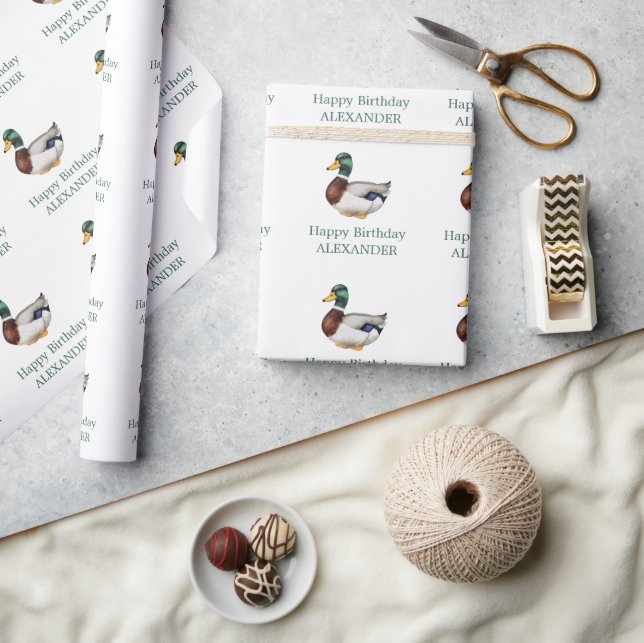 Papier Cadeau Preppy Mallard Duck Personnalisé (Artisanat)
