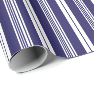 Papier Cadeau Preppy Navy Bleu Blanc Transat Motif de bande