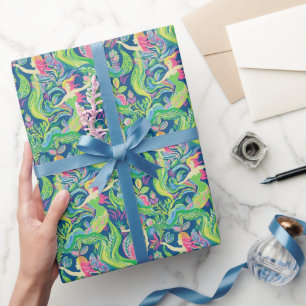 Papier Cadeau Preppy Palm Beach Motif tropical Mermaids