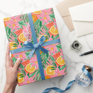 Papier Cadeau Preppy Palm Beach Motif tropical Oranges