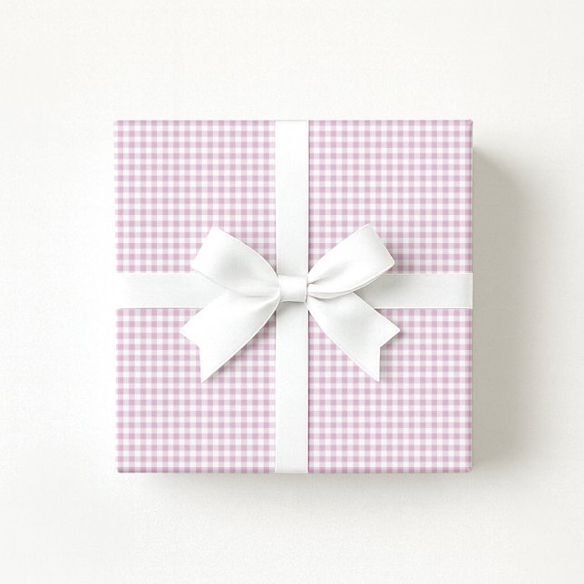 Papier Cadeau Preppy Pastel pink / Lilac Gingham Wrapping Paper (Créateur téléchargé)
