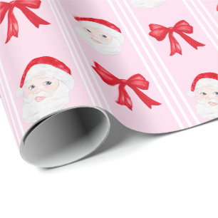 Papier Cadeau Preppy Père Noël et arcs Noël grand-millénaire