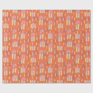 Papier Cadeau Preppy Retro Desert Road avec Palm Trees & Cactus