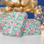 Papier Cadeau Preppy Rose & Green Christmas Bows & Garland<br><div class="desc">PreppyPrint.com - Célébrez Noël avec style! Ajoutez votre touche personnalisée. Transférez aussi ce design sur les produits de votre choix ! Veuillez visiter mon magasin de créateurs,  PreppyPrint.com,  pour la coordination des articles.</div>