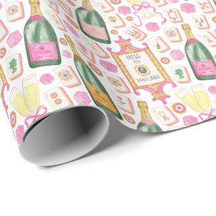 Papier Cadeau Presse aquarelle pour soirée Mahjong Champagne