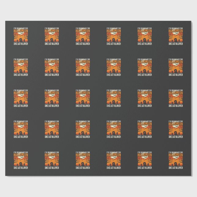 Papier Cadeau Prêt pour la conception de cimetière d'Halloween_1 (Plat)