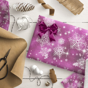 Papier Cadeau Prettiest Snowflakes Motif Orchid rose ID846