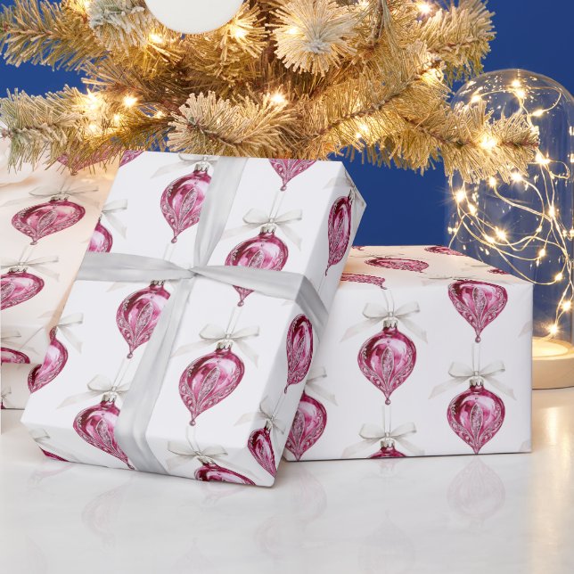 Papier Cadeau Pretty Pink Glam Christmas Ornaments (Vacances)