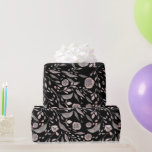 Papier Cadeau Pretty Pink Gray Black Watercolor Abstract Floral<br><div class="desc">This pretty watercolor features an abstract feel with pink roses and botanical flourishes,  all against a black background. Special and unique,  it's perfect for a birthday party or baby shower.</div>