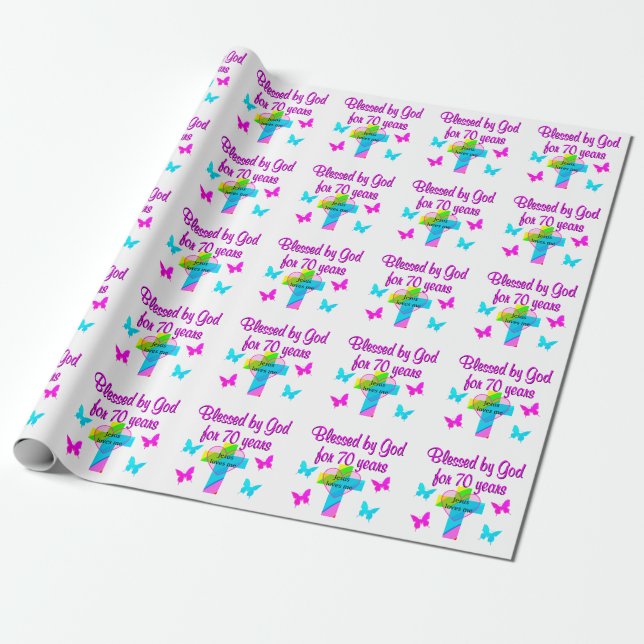 PAPIER CADEAU PRIÈRE DE 70E ANNIVERSAIRE (Déroulé)