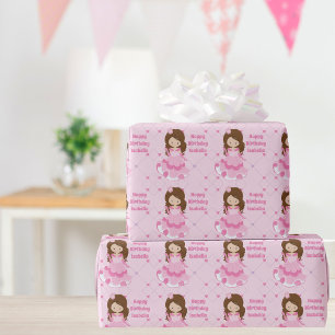 Papier Cadeau Princesse Anniversaire mignonne rose Filles person