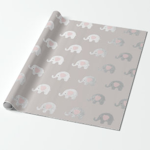 Papier Cadeau Princesse argentée blanche rose Elephant New Baby