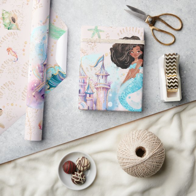 Papier Cadeau Princesse Sirène Noire | Sous l'Océan (Artisanat)