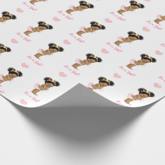 Papier Cadeau Princesse vintage (Bébé afro-américain) rose