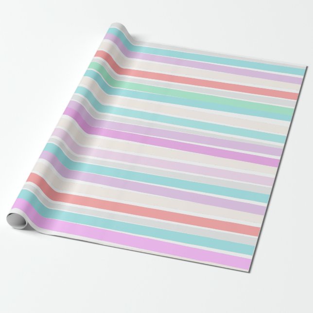 Papier Cadeau Printemps couleurs d'été en rayures (Déroulé)