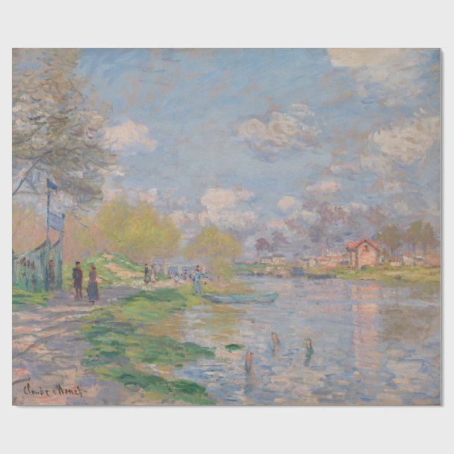 Papier Cadeau Printemps sur la Seine par Claude Monet (Plat)