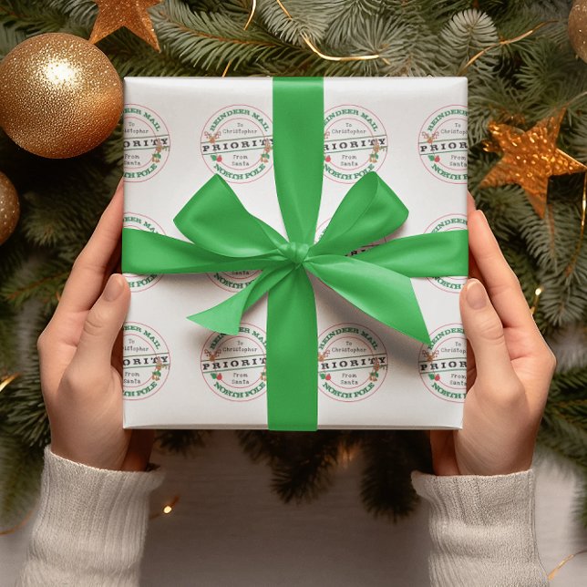 Papier Cadeau Priorité Reindeer Mail From Père Noël Christmas Ca (Créateur téléchargé)