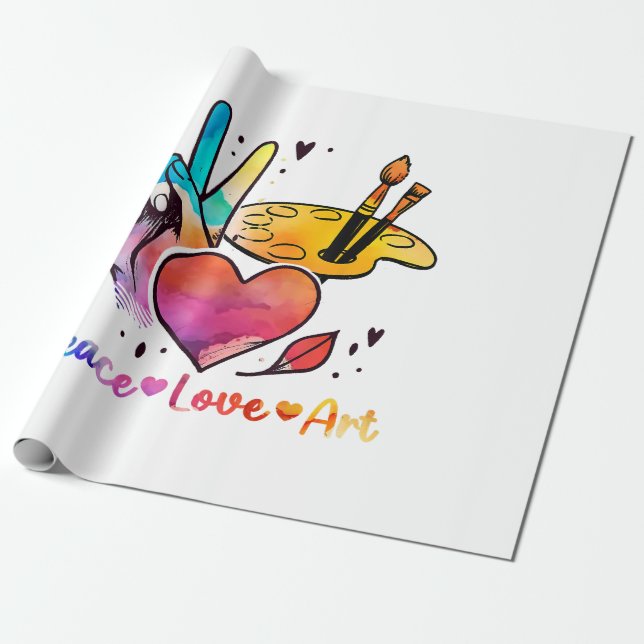 Papier Cadeau Professeur D'Art Peace Love Art Pour Artistes Et P (Déroulé)